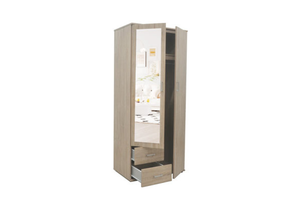 ARMOIRE 'MARC' 2 PORTES AVEC MIROIR SONOMA – Image 5